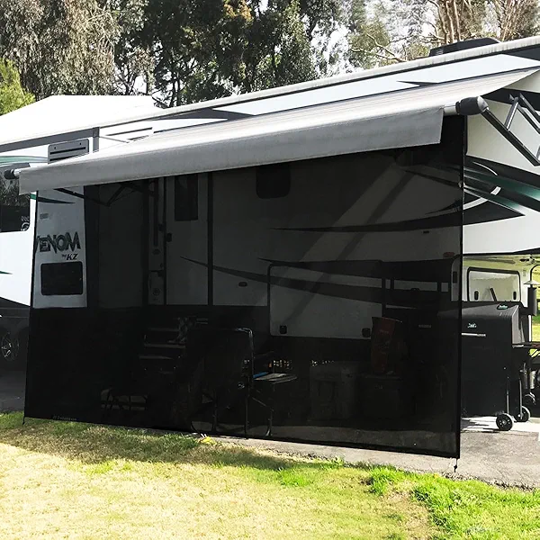 Shadeidea RV Awning Sun Shade Screen - 9' X 16' 5'' (Fit for 17' Awning) Mesh Sunshade for Motorhome Camping Trailer Awning Shadescreen UV Sunblocker Canopy Sunscreen - 3 Year Warranty (Black)