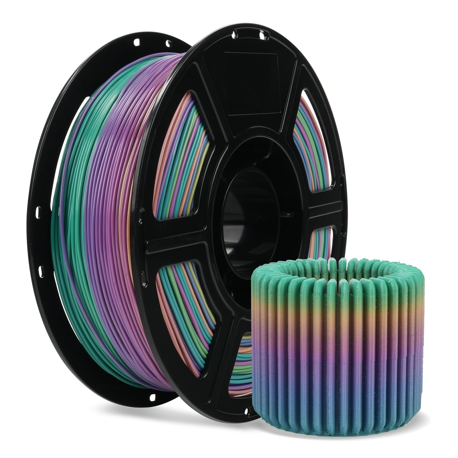FLASHFORGE Filamento elastico/TPU95A per stampanti 3D da 1,75 mm, elevata elasticità e durata per prototipi morbidi, oggetti da indossare e parti funzionali, bobina da 1 kg (caramella dell'arcobaleno)
