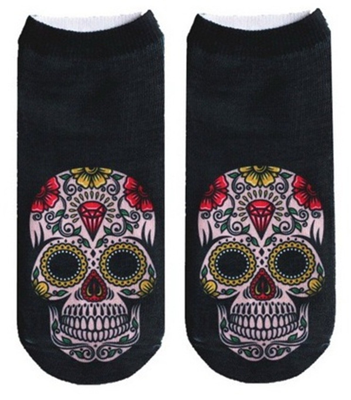 Stepsucceed 3d Print Skull Floral Women's Cool Fun Crazy Socks Low Cut Ankle II