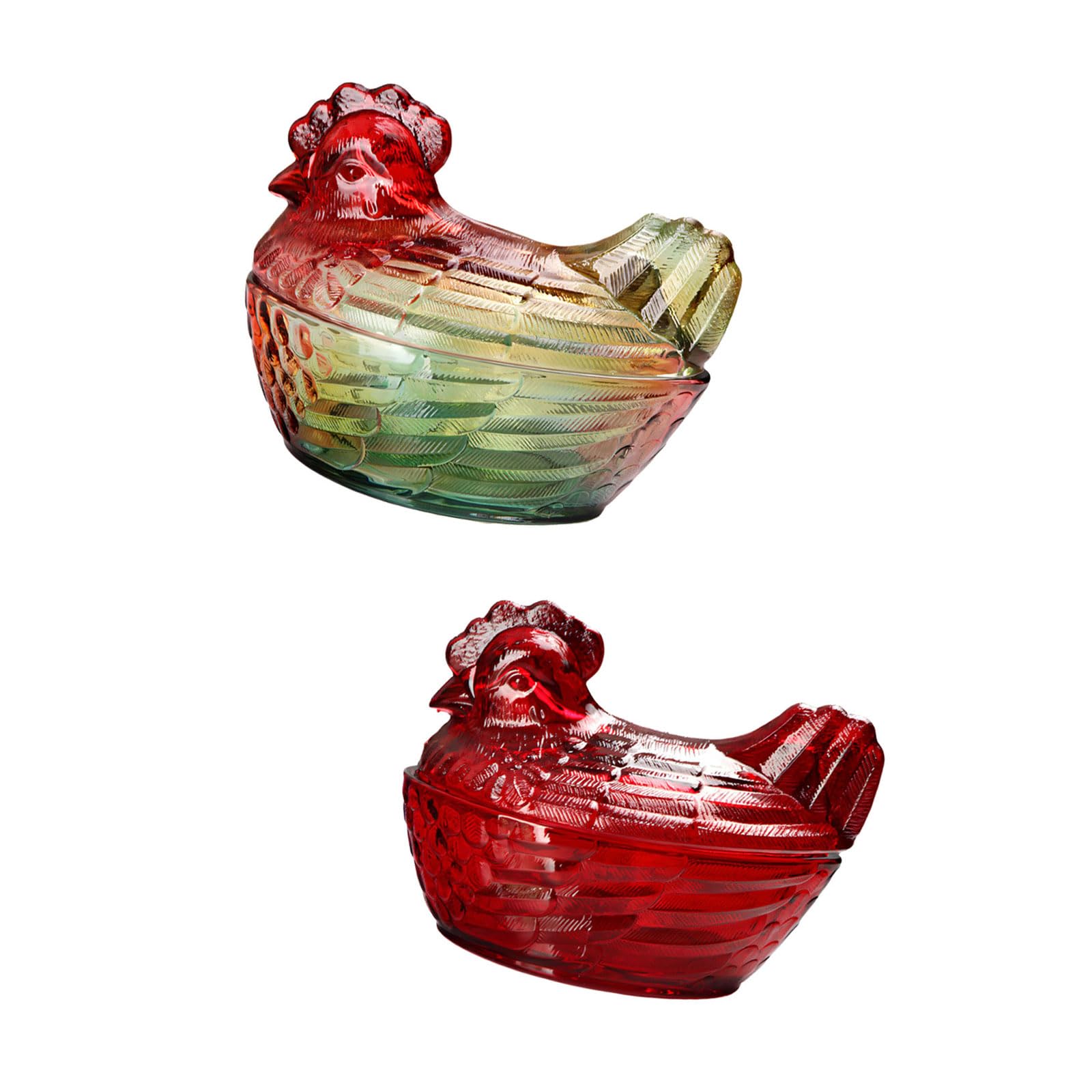 Veltros Mixed Colors Artistic Transparency Chicken Shaped Candy Jar With Lid Storage Container Ideal For Snacks And Small Items Crystal Storage Jar