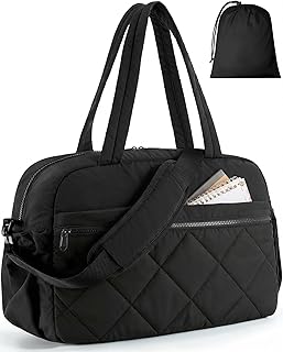 HOTOR Gym Bag for Women - Lightweight Travel Duffle Bags with Wet Pocket & Separate Shoe Bag, Multi-Pocket Carry on Weekender Duffel for Sports, Fitness, Overnight Trip, Black, 18.1