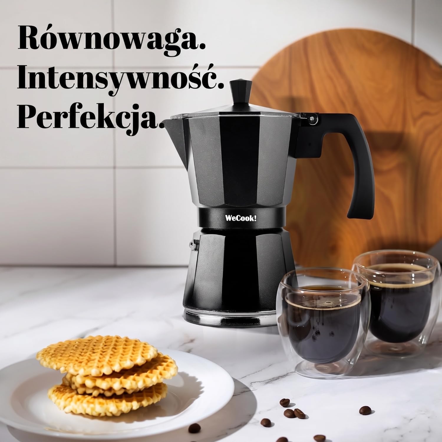 WECOOK! - 9 filiżanek włoskiego zaparzacza do kawy do espresso na indukcję | stal nierdzewna do płyt ceramicznych, indukcji Caffettiera | aluminiowy ekspres do espresso, mały, zawór bezpieczeństwa