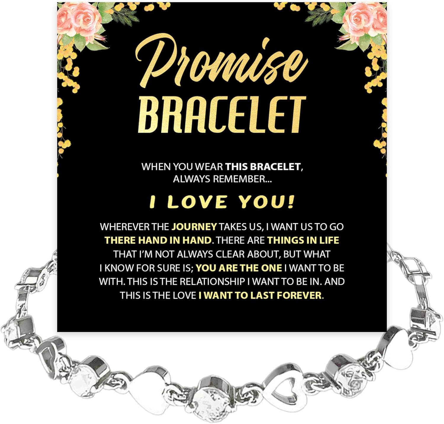 To My Beautiful Girlfriend Crystal Heart Bracelet, Bracelets for Women Birthday, Gifts for Her, Love You This Much Promise Bracelet Soulmate Jewelry With Heartfelt Message & Elegant Box