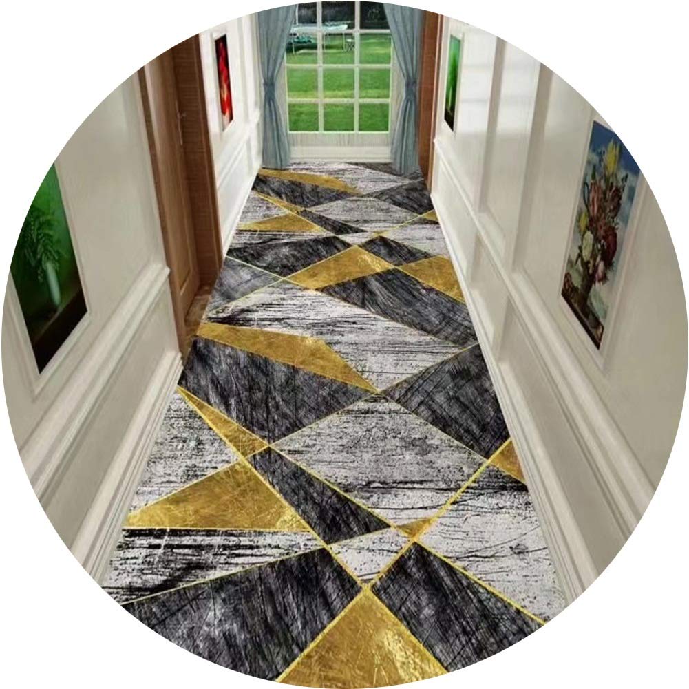 Tapis de couloir géométrique 3D en polyester antidérapant sur mesure pour entrée élégante