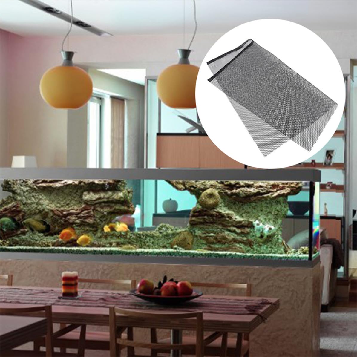 Red de Acuario Antisaltos Negra de Malla Abs para Peces | Cubiertas de Malla para Peceras, Divisor Plástico para Betta, Uso DIY en Terrario