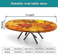 Vista 4 de Mantel ajustable ovalado de otoño, con borde elástico de hoja de arce, manteles de poliéster, para interiores, restaurantes, exteriores, terraza