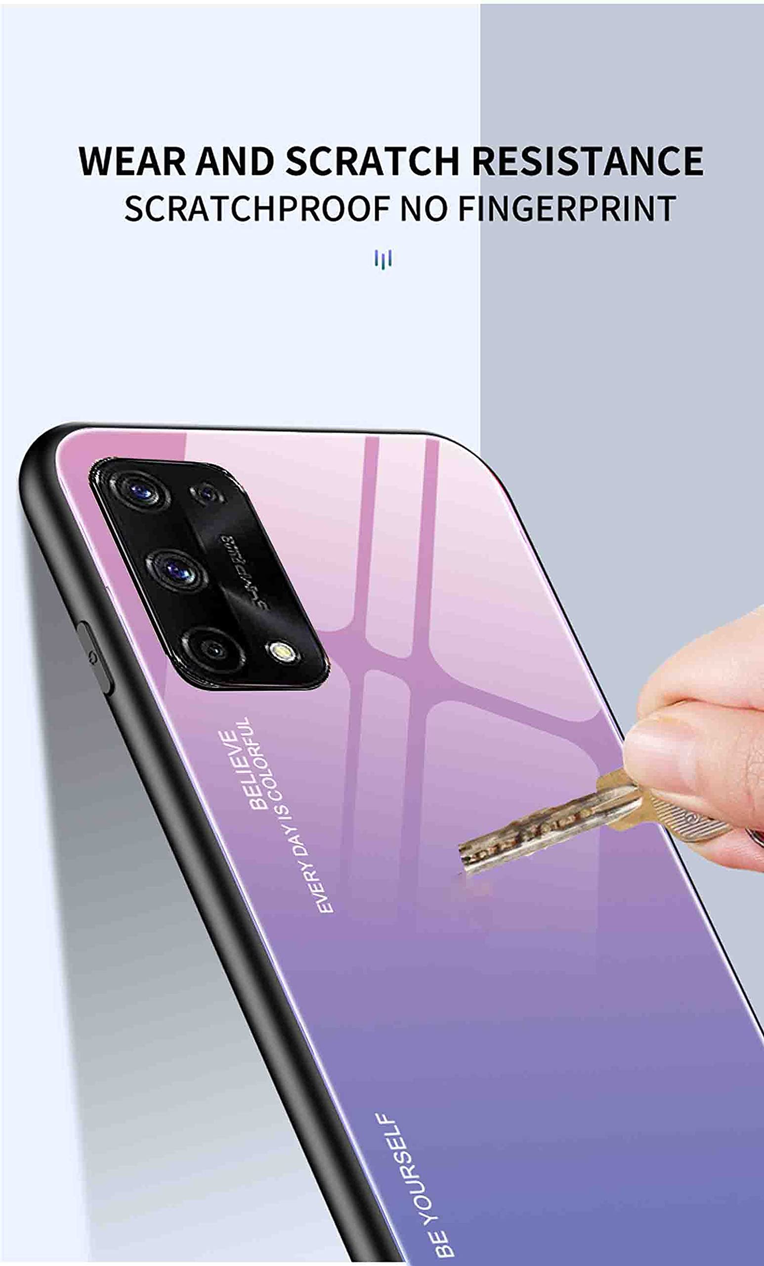Cover Oppo A74 5G E A54 5G – Custodia In Vetro Temperato Colori Sfumati + Bordo In Silicone TPU