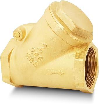 2" NPT Brass Y-Type Check Valve, Y Type Non Return Swing Check Valve, Level One Way Counterflow Valve to Prevent the Medium Backflow for Oil Water Gas Air2", DN50