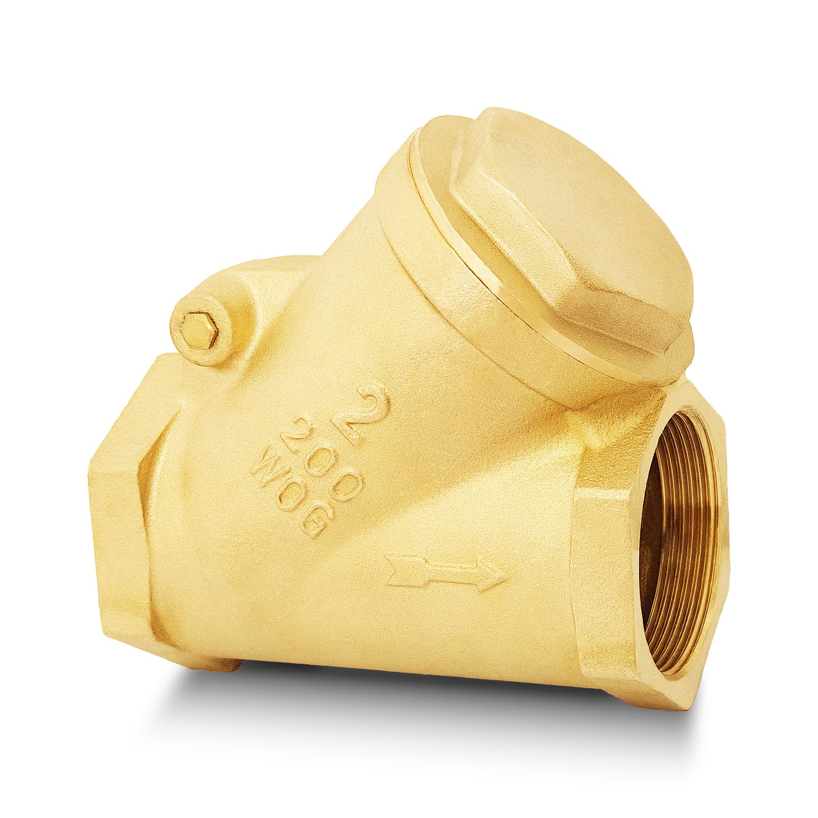 2" NPT Brass Y-Type Check Valve, Y Type Non Return Swing Check Valve, Level One Way Counterflow Valve to Prevent the Medium Backflow for Oil Water Gas