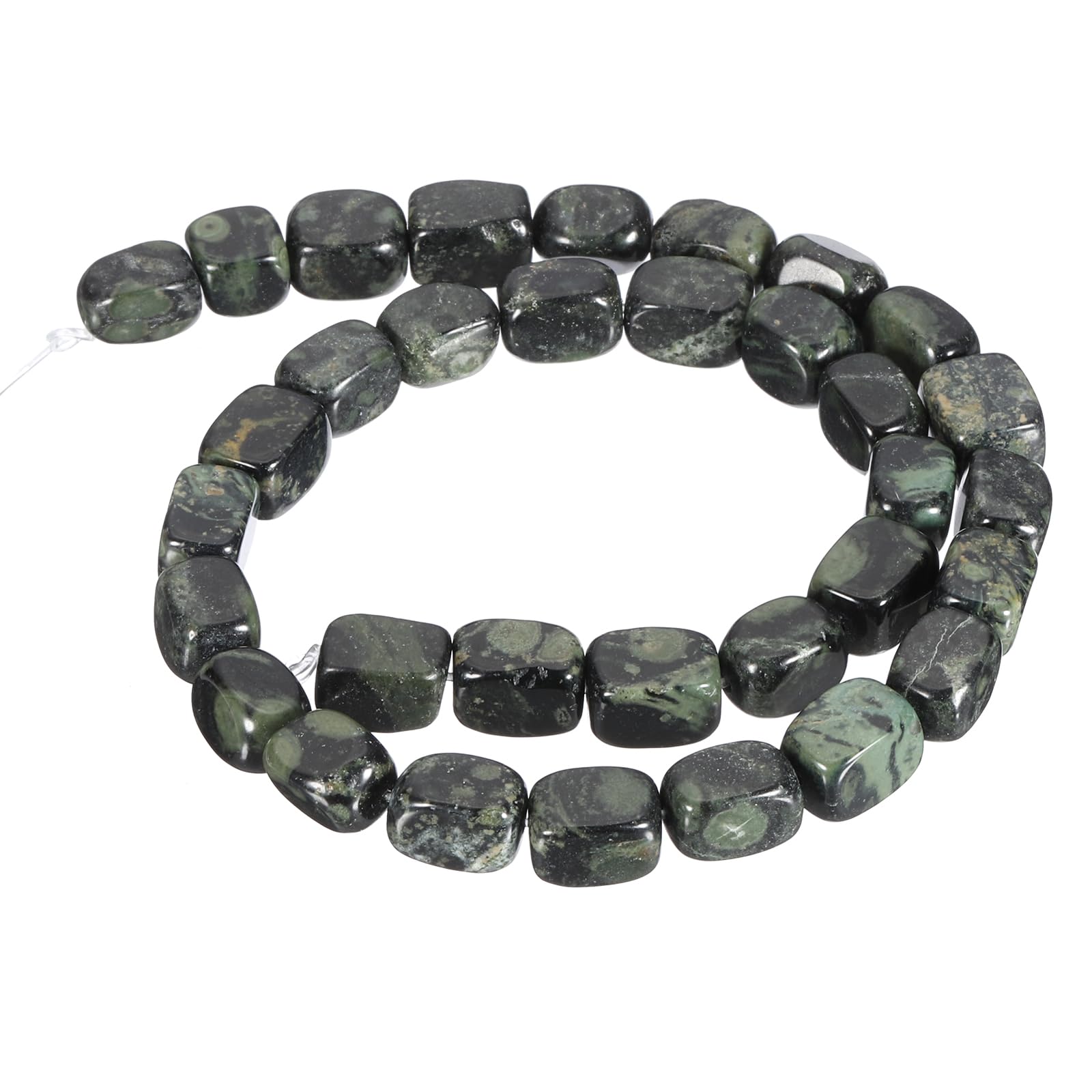 PATIKIL 12x8mm Natural Stone Gemstone Beads for Jewelry Making 1 Strand 15"/38cm Cuboid Loose Spacer Beads Crystal Agate Beads for Bracelet Necklace DIY Art Craft Black Green