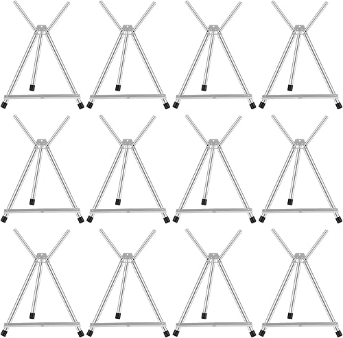 Xinnun 12 piezas de caballete de mesa de aluminio de 15 a 21 pulgadas de alto, trípode portátil ajustable con alas de brazo de extensión y pies de