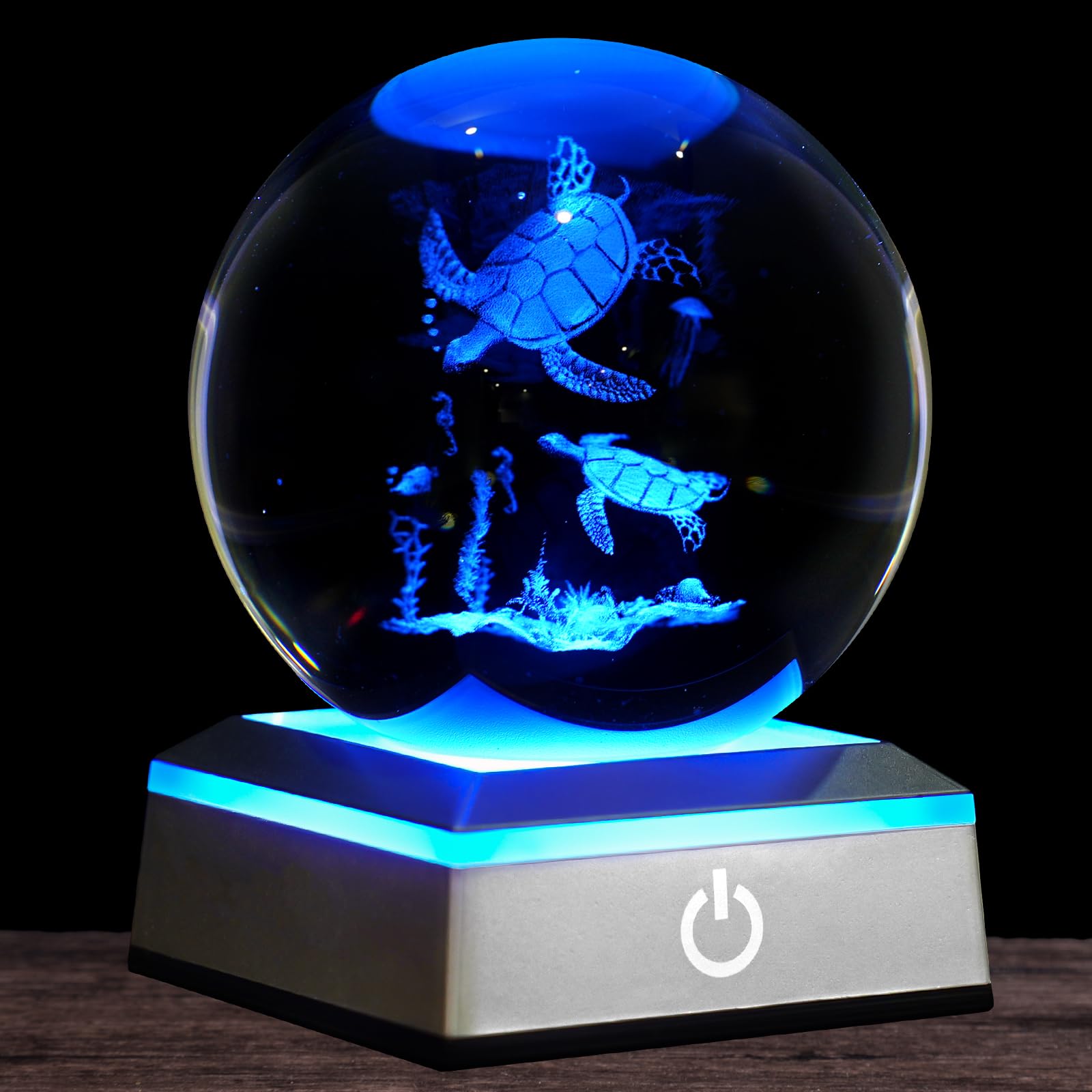 3D SPHERE & CLARITIA トライアルセット 3D Sea Turtle Crystal Ball Night Light 3.15 inch Glass Ball Table