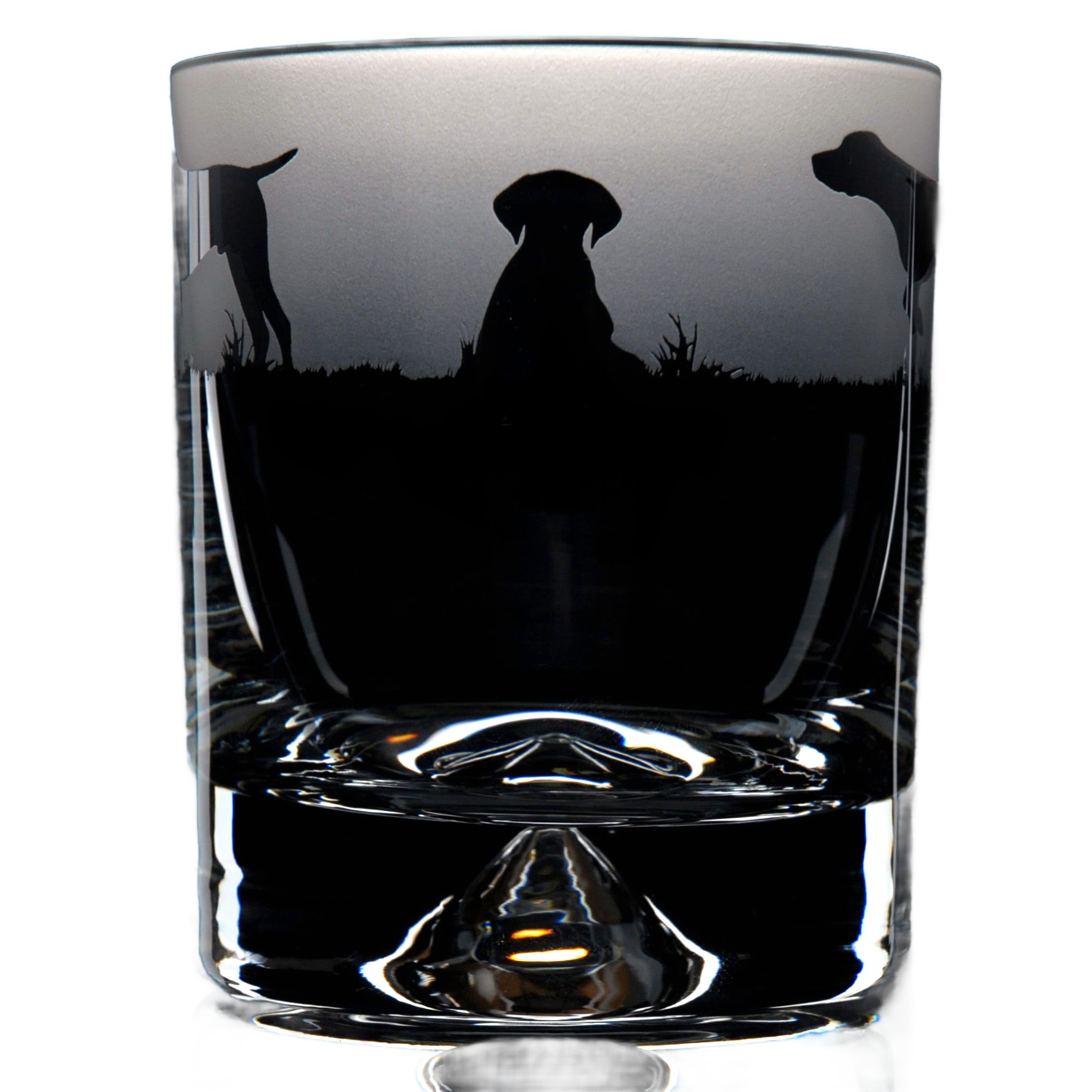 GLYPTIC Glass Art Pointer Dog Frieze Hand Etched/Engraved Whiskey Tumbler Glass โ image 1