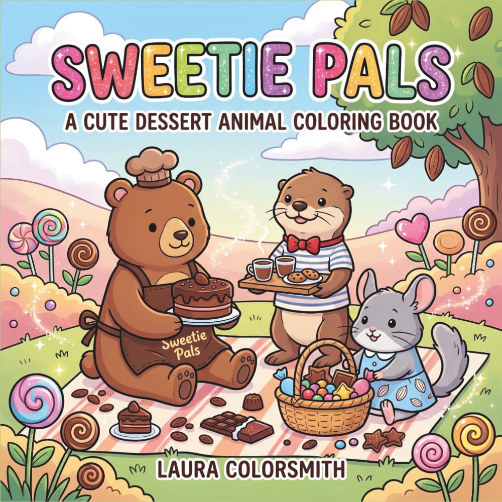 Sweetie Pals – A Cute Dessert Animal Coloring Book: Yummy Desserts, Cute Animal Friends, and Cheerful Food-Themed Scenes to Color (Coloring Books: Food & Drink)