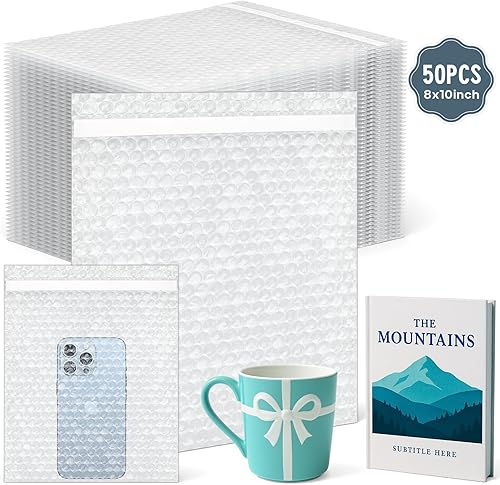 Miniatura 17 de JTIEO 100 bolsas de burbujas de 6 x 8 pulgadas, bolsas autoadhesivas transparentes, amortiguación mejorada de doble pared para envío, embalaje