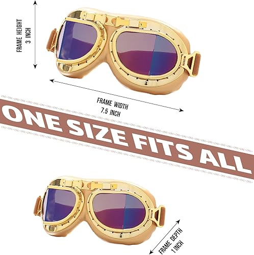 Miniatura 5 de CRG Sports Gafas de motocicleta estilo aviador vintage estilo piloto motocicleta crucero scooter gafas para hombre, mujer, adulto