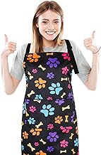 Chef Apron, Dog Grooming Waterproof Apron with 2 Pockets Pet Washing Smocks Cute Adjustable Animals Puppy Dog Pets Chefs Aprons