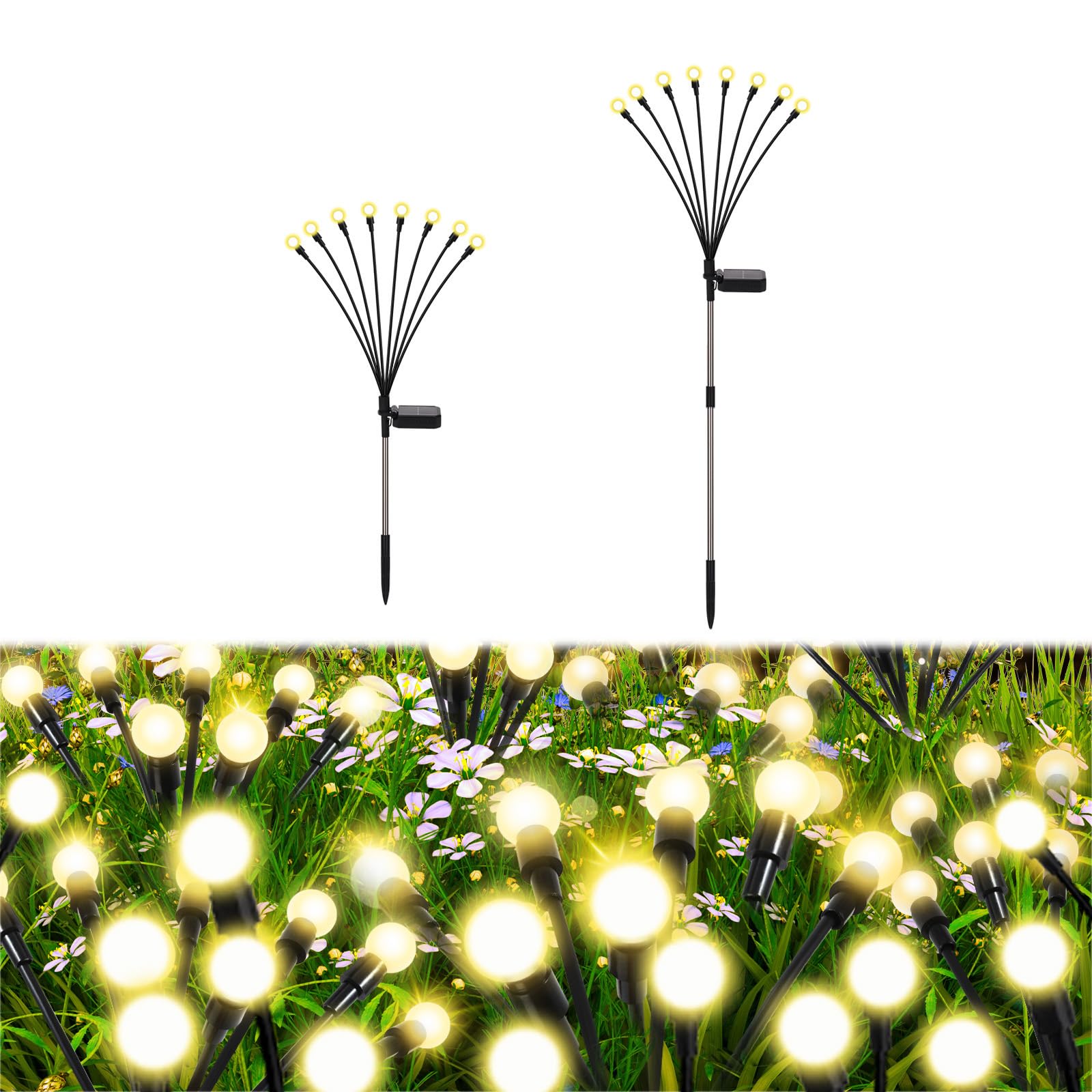 Firefly Lights Solar Outdoor, 8 Modes 800mAh Swaying Solar Firefly Garden Lights Outdoor Waterproof for Outside Yard Patio Plant Porch Pathway Christmas Garden Decor Warm White( 6 pieces)