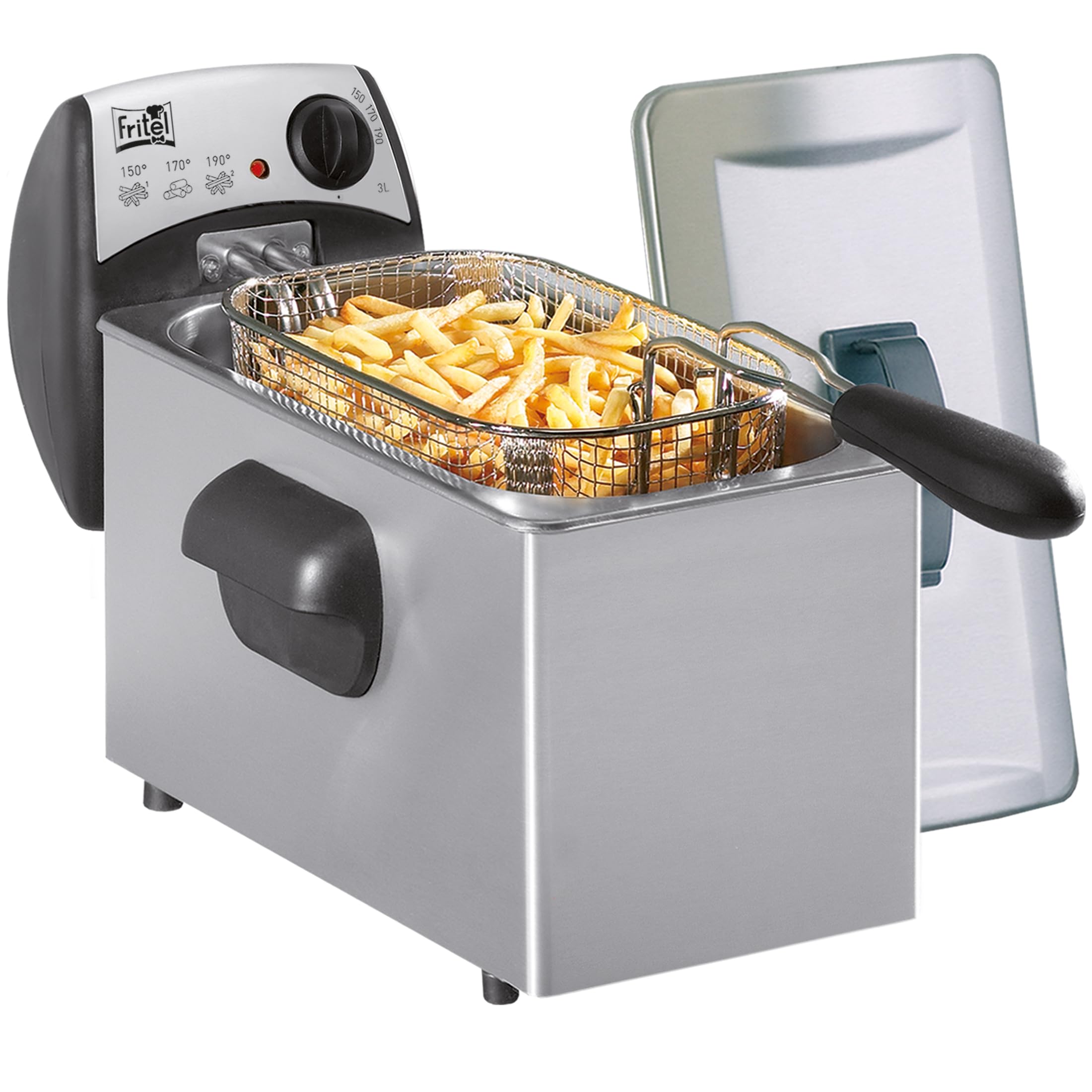 FRITEL Fritteuse FR 1355 3 l 2200 W Edelstahl Staubschutzdeckel