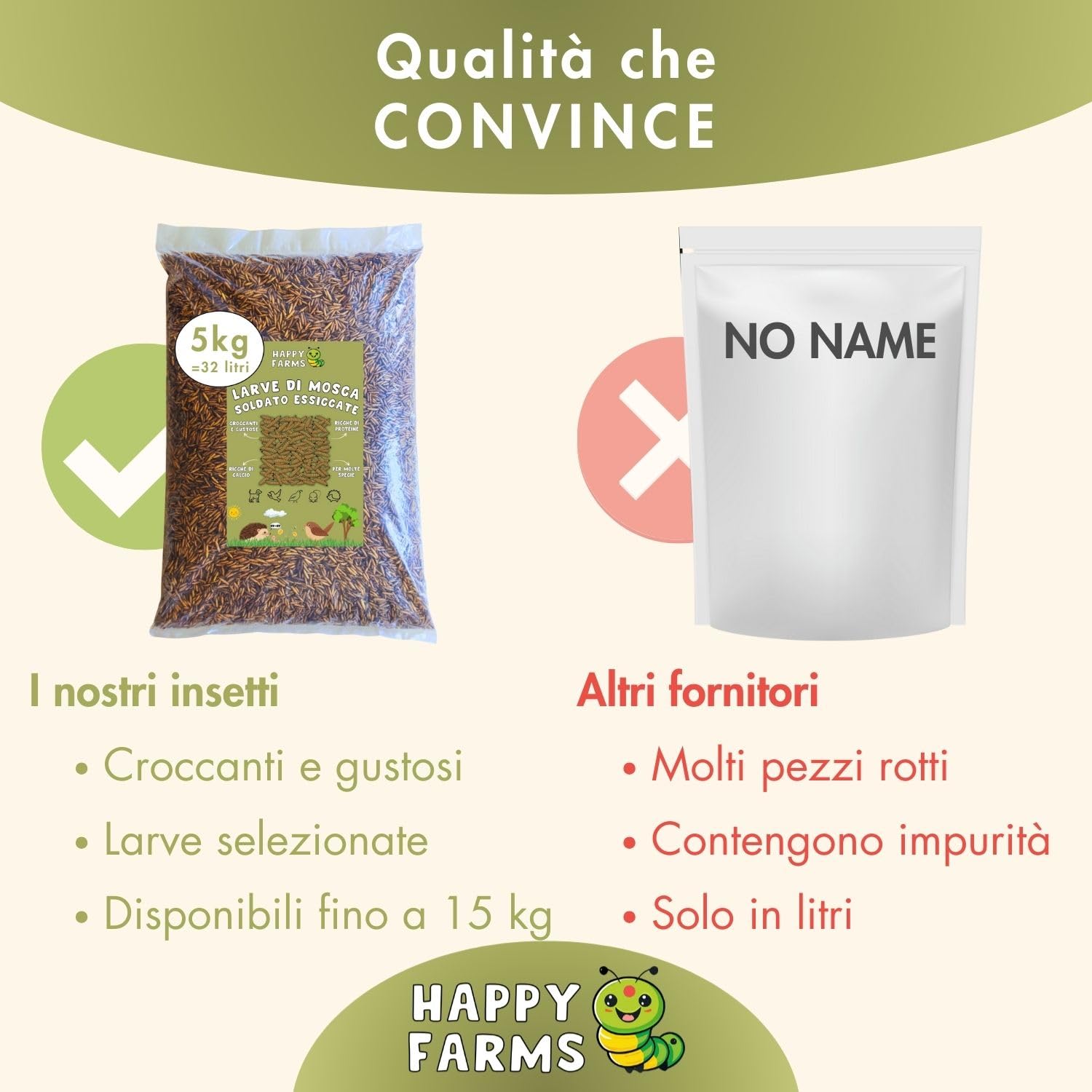Larve di mosca soldati secchi 10 kg mangime ricco di proteine per uccelli, ricci e pesci