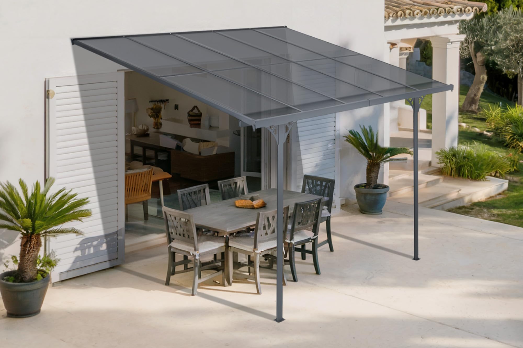 Cazeboo Carport/Pérgola Adosada 9m² KLEO 3x3m Aluminio Gris