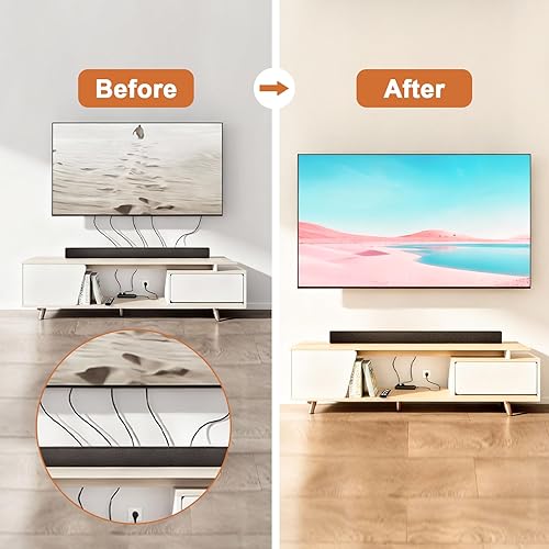 Miniatura 5 de Kit de organización de cables de pared con caja de salida de TV empotrada, enchufe de dos agujeros, cable de 9 pies, kit de pared para ocultar