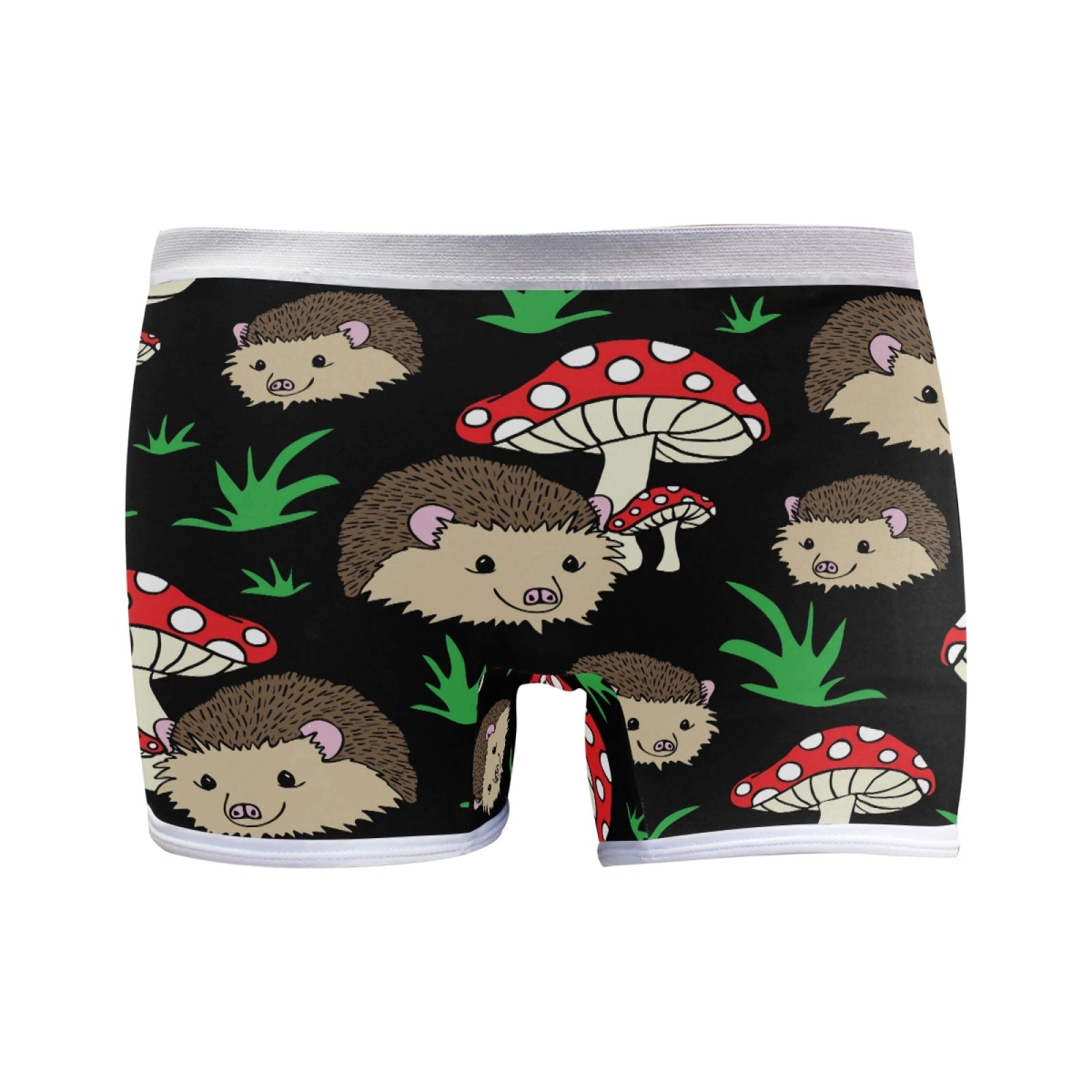 Puxuqu Women's Multicoloured Boyshort Boxers Shorts Lovely Hedgehogs Mushrooms Boxer Briefs Panties Underwear For Girl Lady