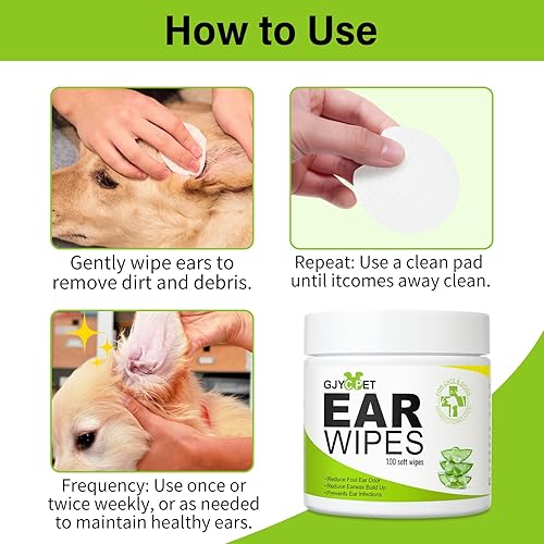 Vista 7 de Toallitas para oídos para perros – Limpiador de oídos para perros y gatos, toallitas limpiadoras de orejas para perros y gatos – 100 toallitas