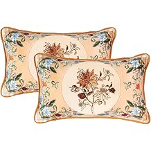 Set of 2 Creamy Vintage Pillow Covers 12x20in,Home Decor Pillows Cases for Bedroom,Yellow Cushion Covers for Living Room Cottage Core Pillows Covers