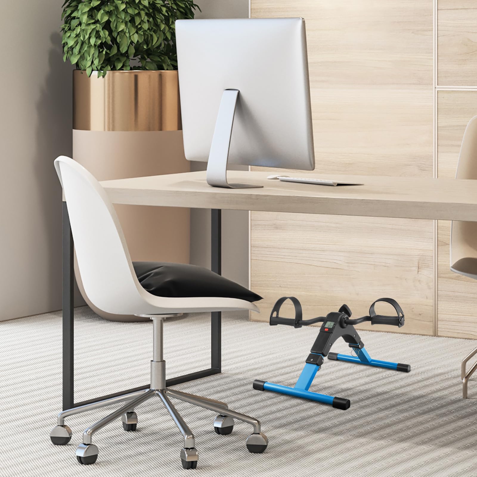 Pedal Exerciser Mini Exercise Bike, Panana Under Desk Bike For Arm Leg Training With Digital Monitor