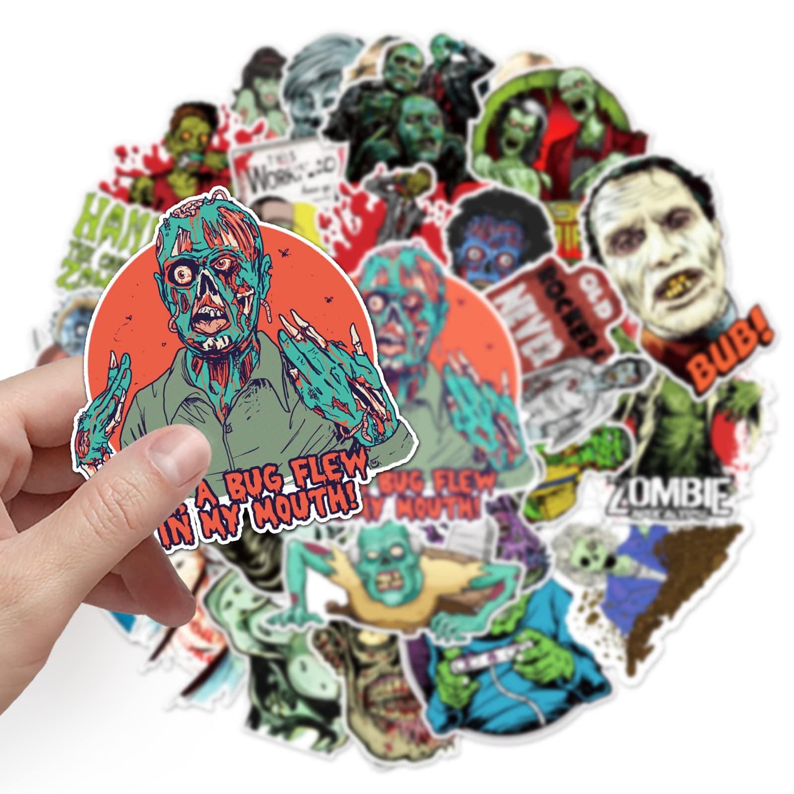 Seedware 50 Pcs Cute Stickers,Zombie Halloween,Vinyl Waterproof Stickers for Water Bottles Laptop Skateboard Journaling Scrapbook, Sticker Decals for Adults Teens Girls Kids and Women (Zombie) 4