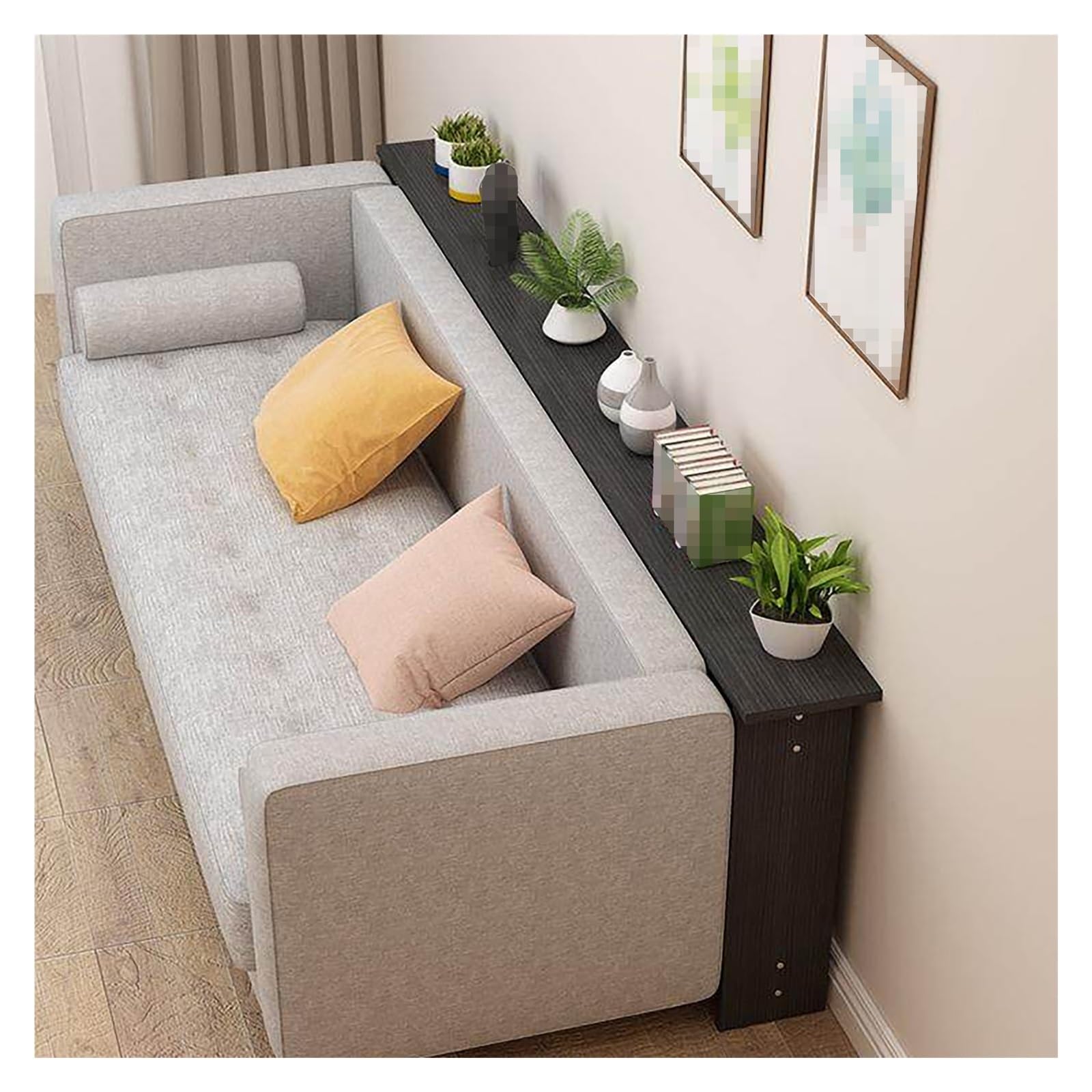 ZJKXJH Skinny Behind Couch Table Skinny Behind Couch Tables, Narrow Entryway Table, Console Table for Entryway Hallway Couch Behind Sofa, Small Spaces, Easy Install(Black,150x20x65cm/59.1x7.9x25.6in)