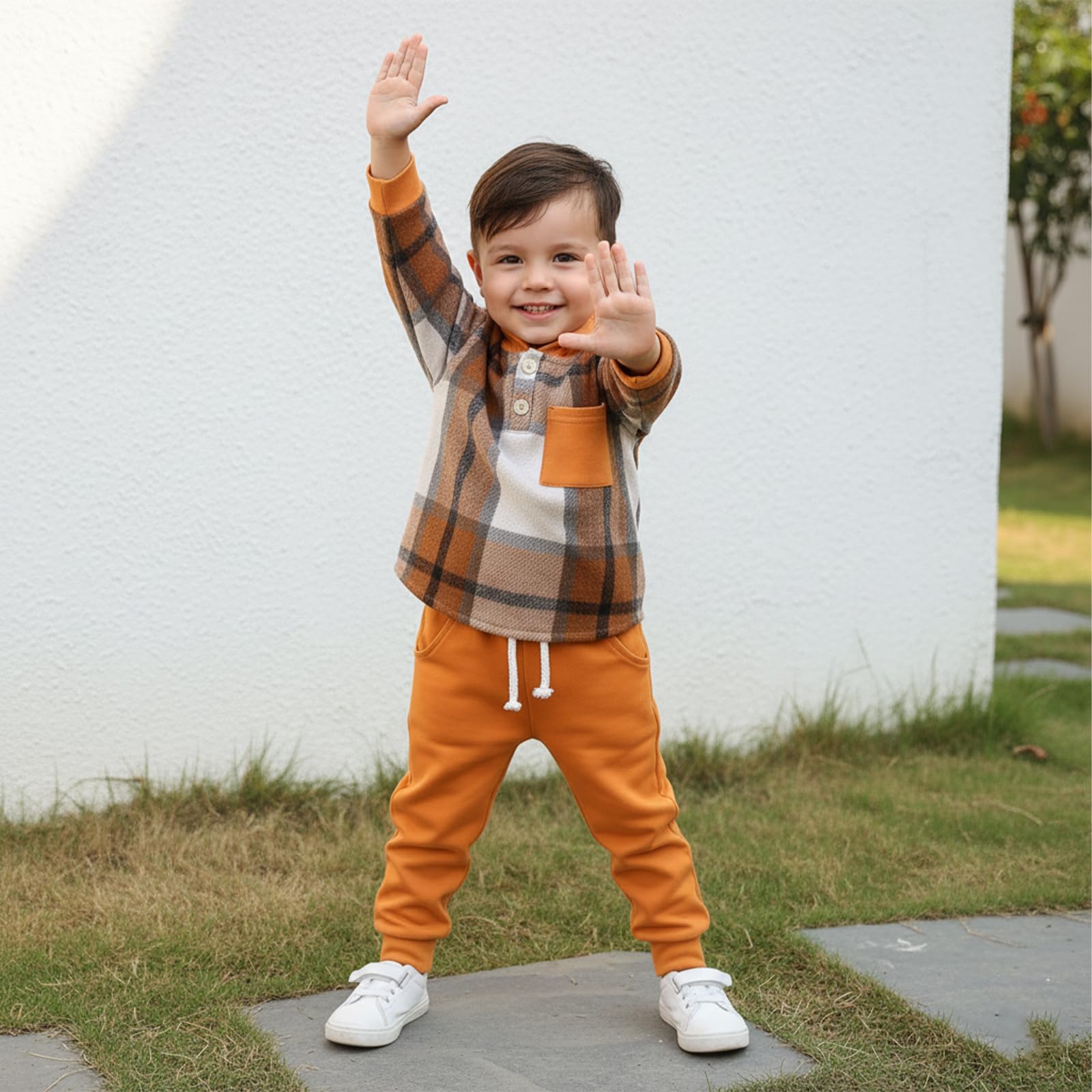 Conjunto de sudadera con capucha y botones para niños pequeños, para otoño e invierno, de 12 meses, talla 5T