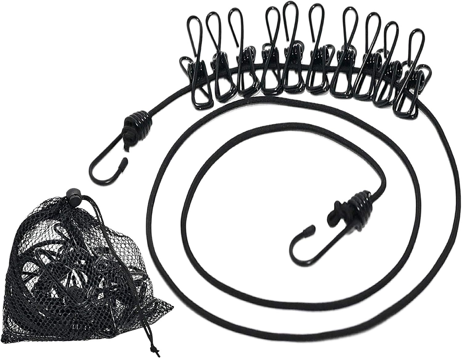 HomeX Portable Travel Bungee Clothesline 10pcs Clothespin, Travel Elastic