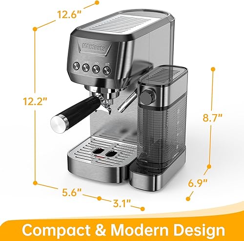 Miniatura 6 de MAttinata Máquina de café expreso de 20 bares, máquina de capuchino para el hogar con tanque de leche automático 2.0 de larga duración, cafetera de
