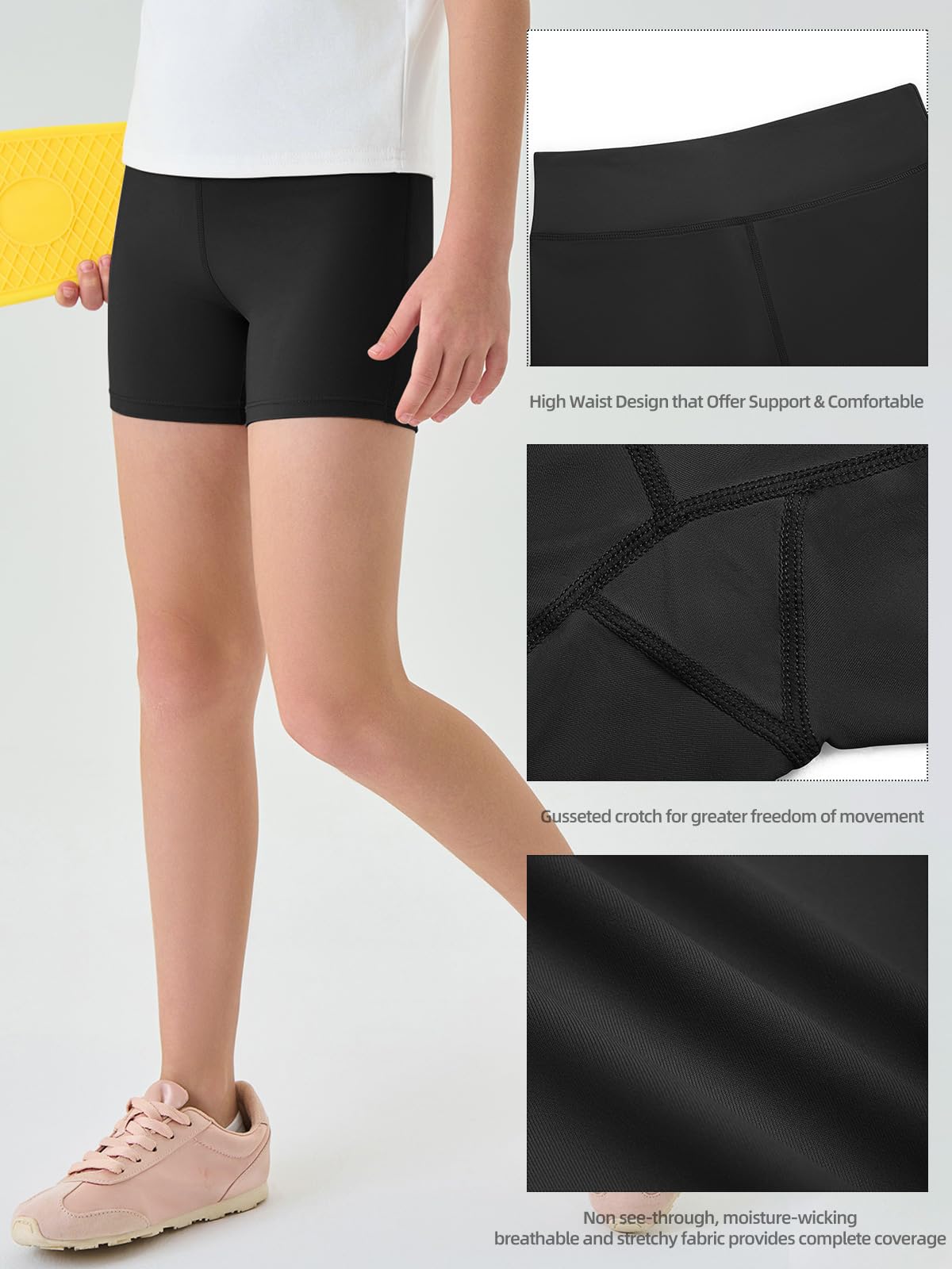 Haloumoning Pantaloncini sportivi da ragazza, per allenamento, a vita alta, da pallavolo, yoga, danza, ginnastica