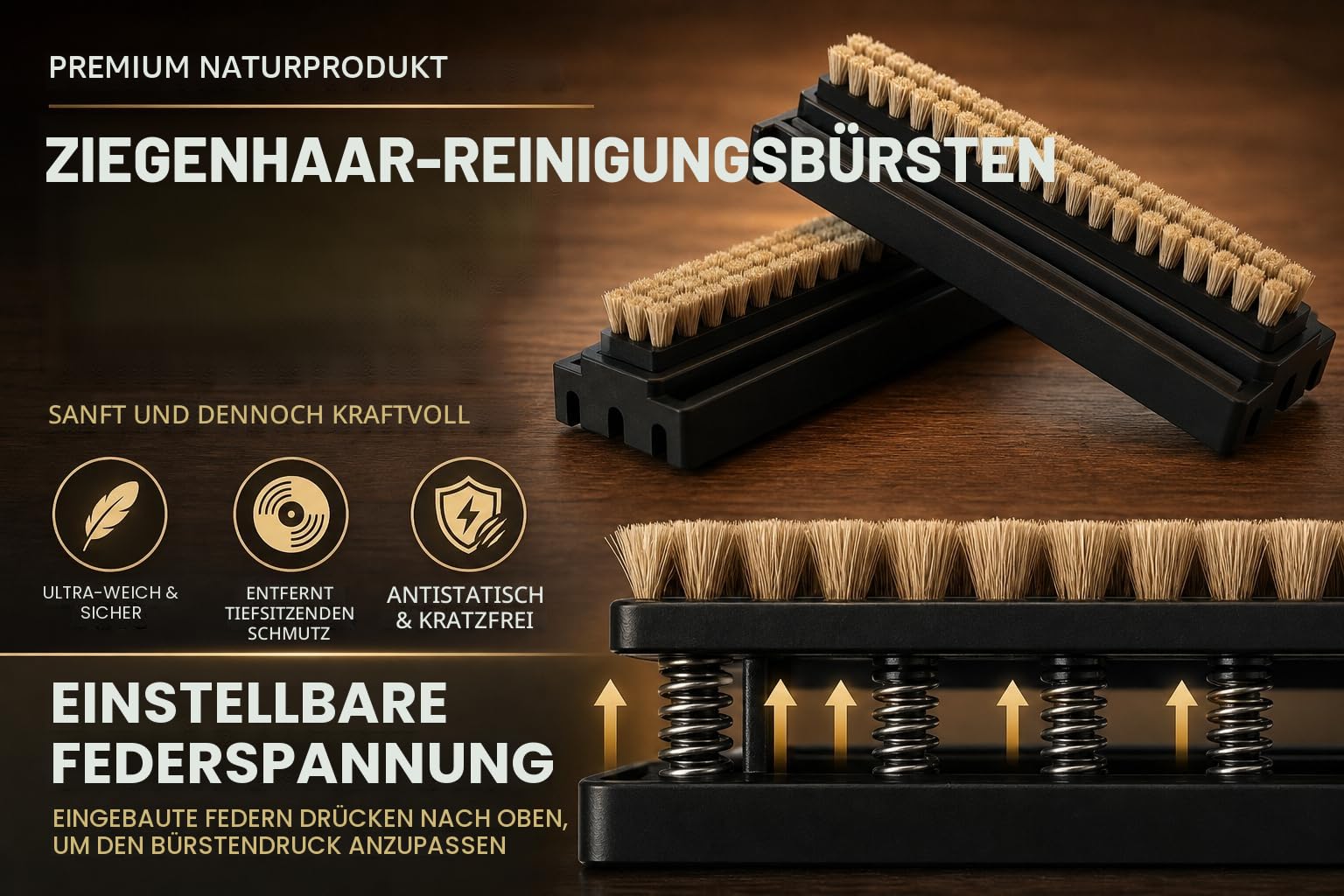 HumminGuru EZ Schallplattenwascher, Manuelle Schallplattenreiniger-Maschine mit Müheloser LP-Rotation & Sicherer Klemme, Schallplattenreinigungsset mit Ziegenhaarbürsten, Fluid, Trockengestell & Tuch