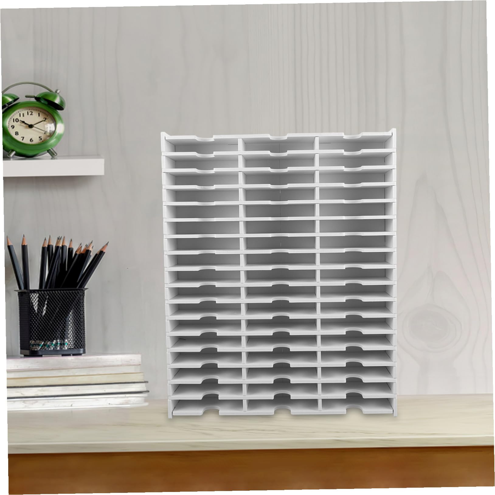 POPETPOP Caja Organizadora de Almohadillas de Tinta y Soporte para Casetes de Pvc Blanco 51 Ranuras para Almacenamiento y Transporte Fácil en Escritorio