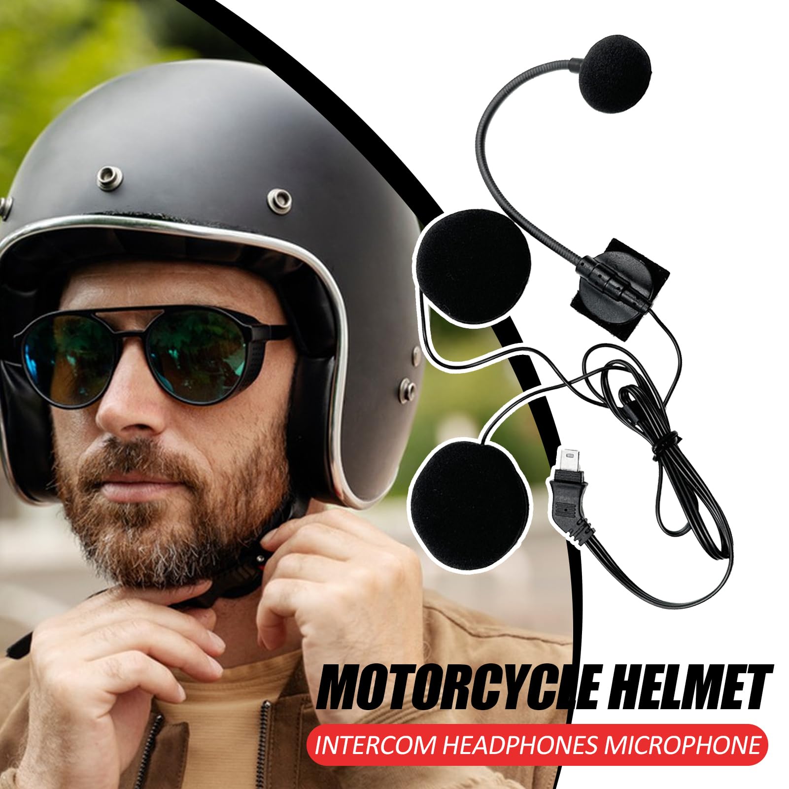 Cuffia interfono per casco – Comunicazione moto per audio | Cuffie impermeabili con microfono e 10 pin, connettore per equitazione di gruppo, viaggi, ciclismo, touring, ragazzi e adulti