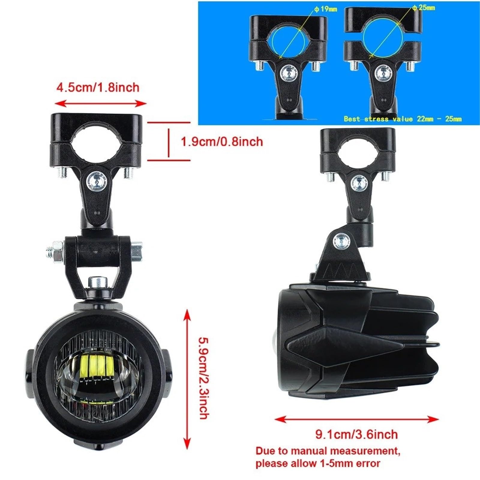 Moto Fari Stradali Spot Light Beam Per CB500X CB500F R1200GS F800GS F700GS F650 K1600 Fendinebbia Per Moto, Luce Ausiliaria A LED Da 40 W 6000 K