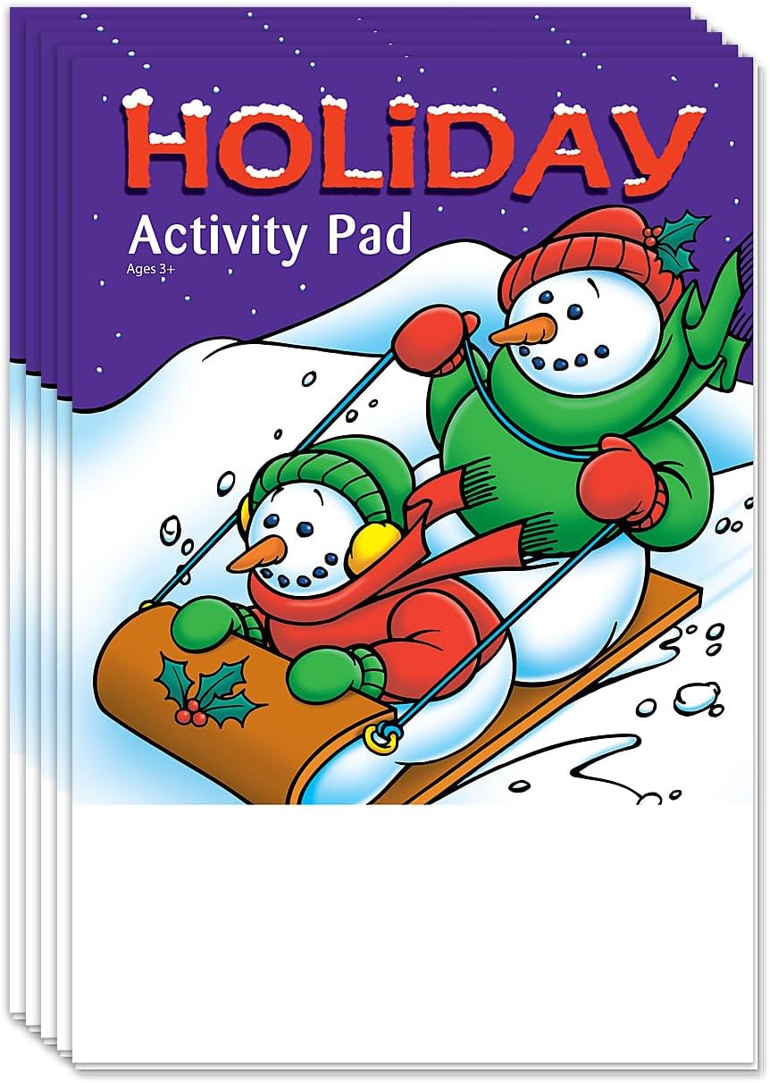ZOCO - Holiday - Mini Activity Pads (50 Bulk Pack Without Crayons) - Christmas Party Favors, Goodie Bag Stuffers, Coloring, Games, Mazes, Word Search, Puzzles, Activities for Kids