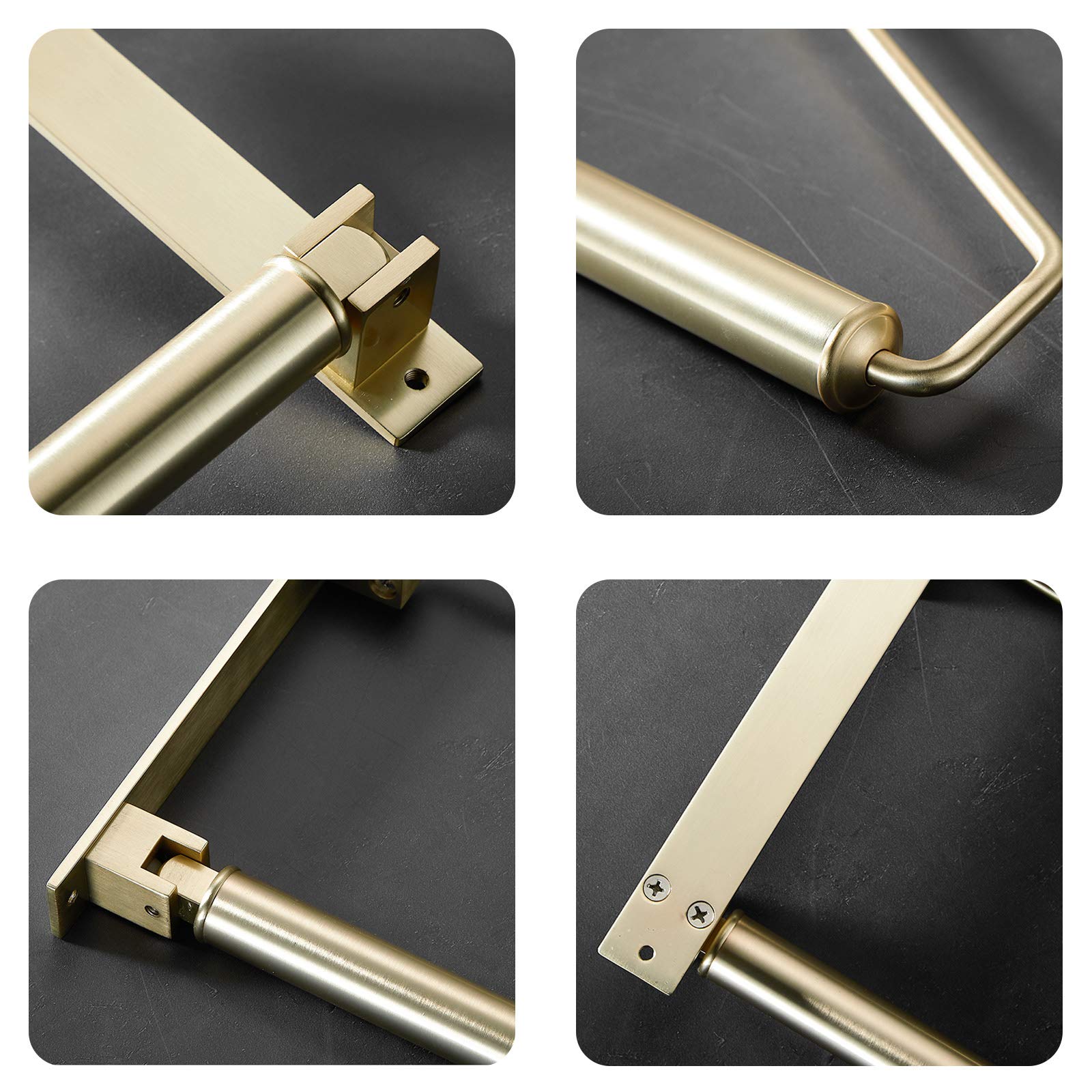Portasciugamani pieghevole ad anello a 180° montato a parete, portasciugamani per bagno cucina, processo di disegno della superficie del materiale in ottone, oro opaco