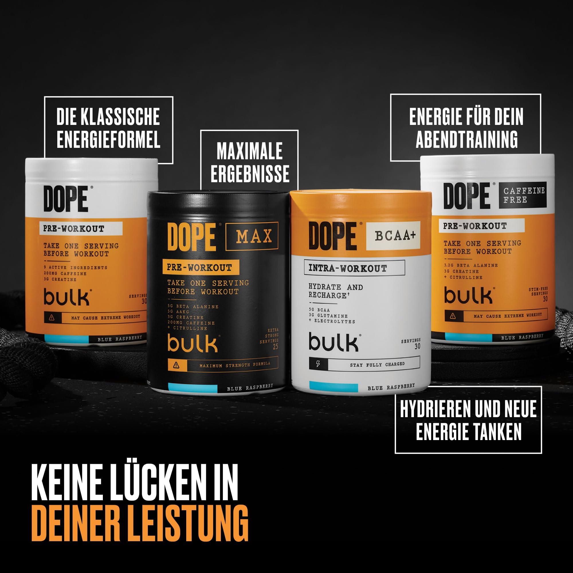 Bulk Dope Shots Pre-Workout Drink | Blue Raspberry | 12 x 60ml Trinkfläschchen für unterwegs | Hochdosiertes 200mg Koffein & 3,2g Beta-Alanin | Unterstützt Energie & Fokus fürs Fitnessstudio