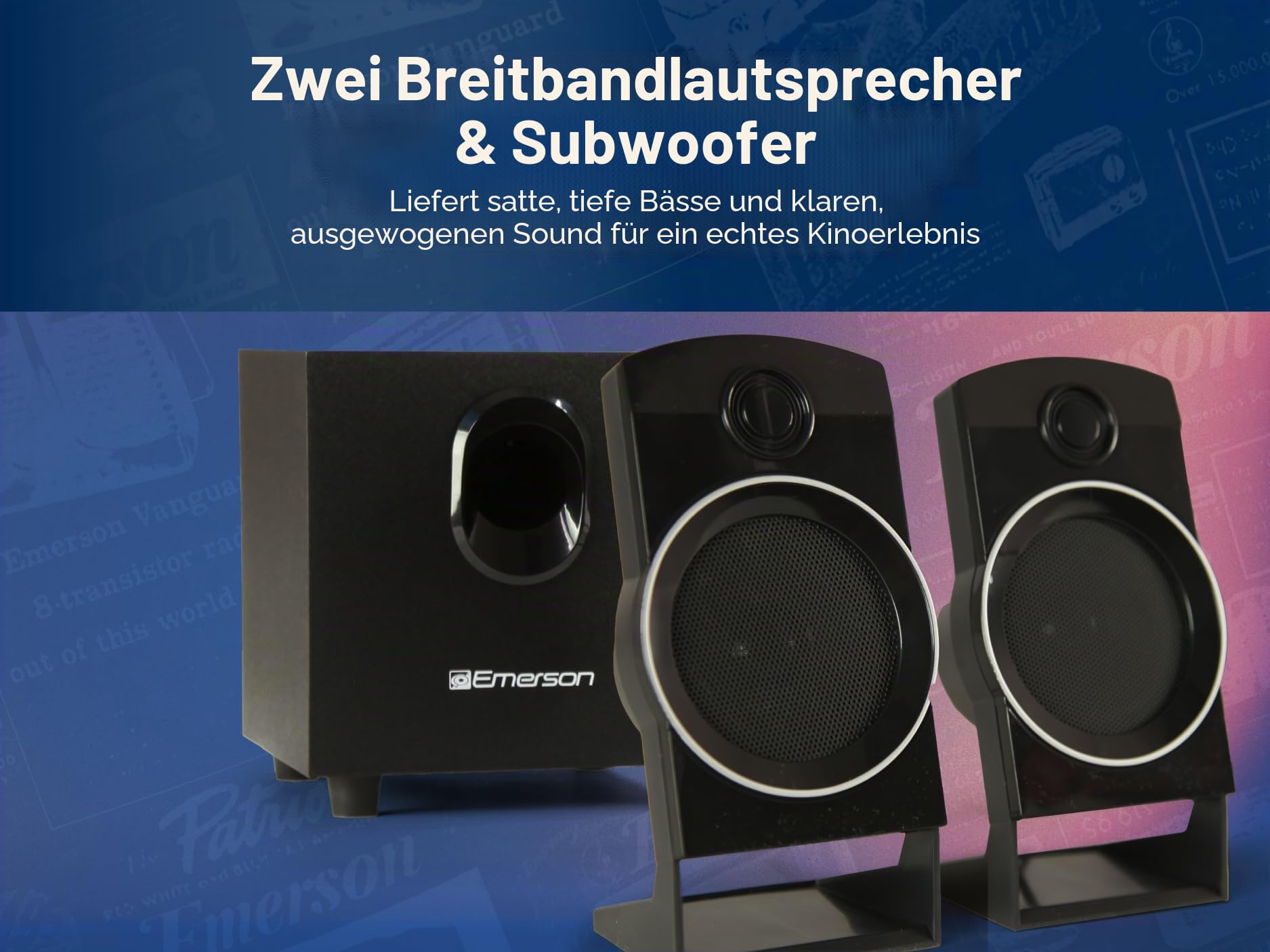 Emerson Ed-8050 2.1-Kanal-Heimkino-DVD-Player Und Surround-Sound-System Mit Subwoofer, HDMI-Ausgang, USB-Wiedergabe Zwei Lautsprechern Ideal Für Immersives Film- Musikerlebnis