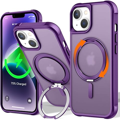 UMIONE 360° Rotatable Magnetic Ring Design for iPhone 14 Plus, Built-in Invisible L...