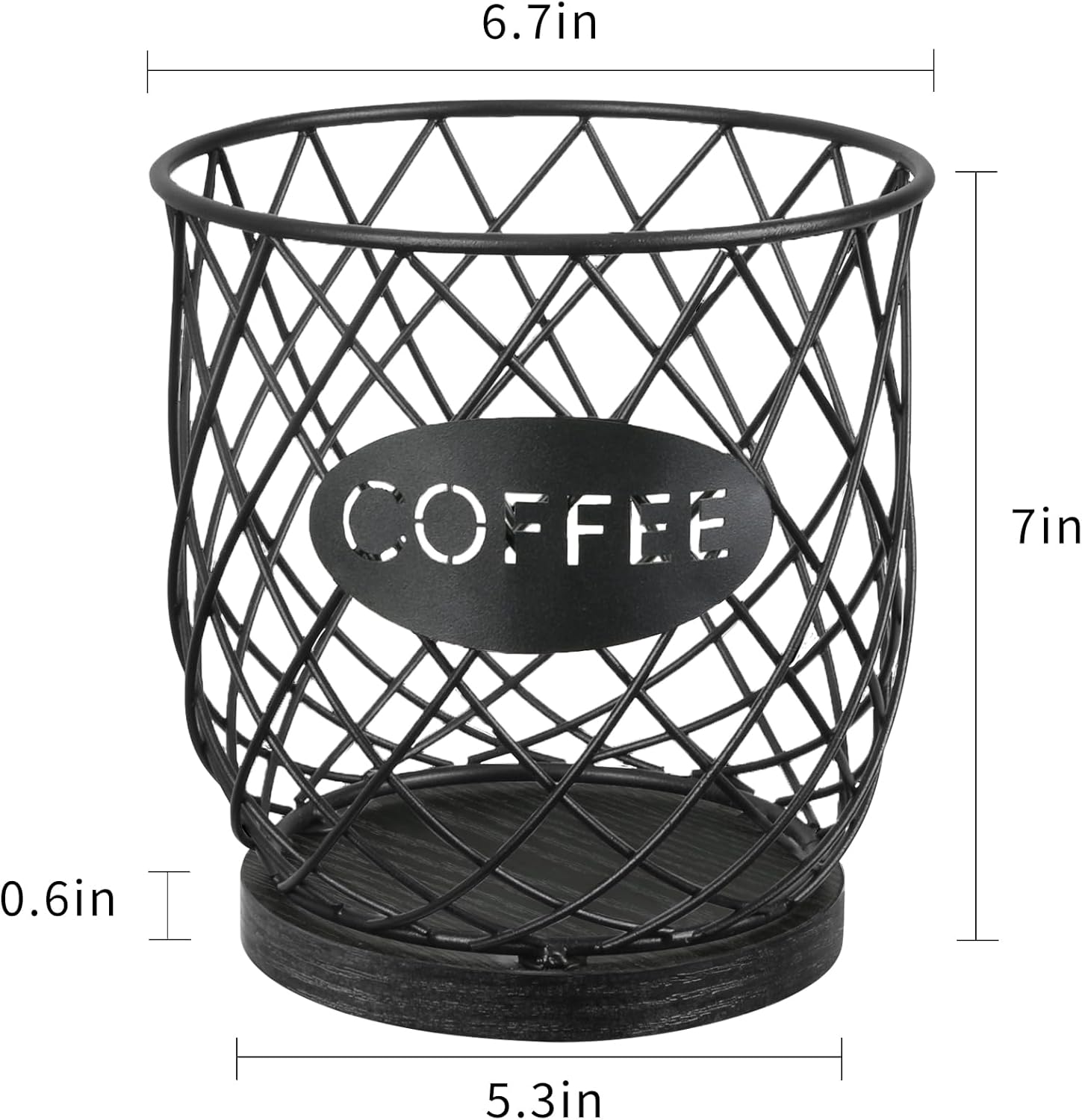 YINMIT K Cup Holder Organizer, Sturdy Coffee Pod Holder Organizer, 35 Kcup Large Capacity Storage Basket for Kitchen Counter and Office Desktop (Black-Circular)