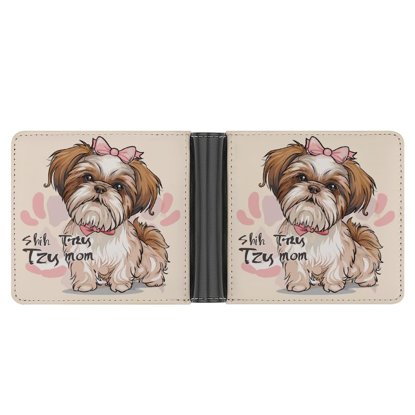 Funny Shih Tzu Mom Bifold Wallet PU Leather Card Cash Holder Cute Purse for Men Women