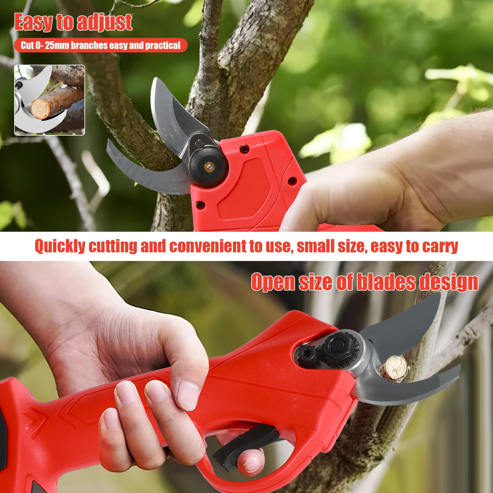 Juego de motosierra y tijeras de podar con batería de 21 V, motosierra de 6 pulgadas y batería de 25 mm con 2 baterías de 21 V 2600 mAh para jardín y bosque