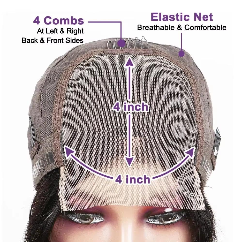 Haarpflege Braune Gerade Kurze Bob-Perücke HD-Spitzenfront 100% Echthaar Vorgezupft Für Schwarze Frauen(4x4,150%_8INCHES)