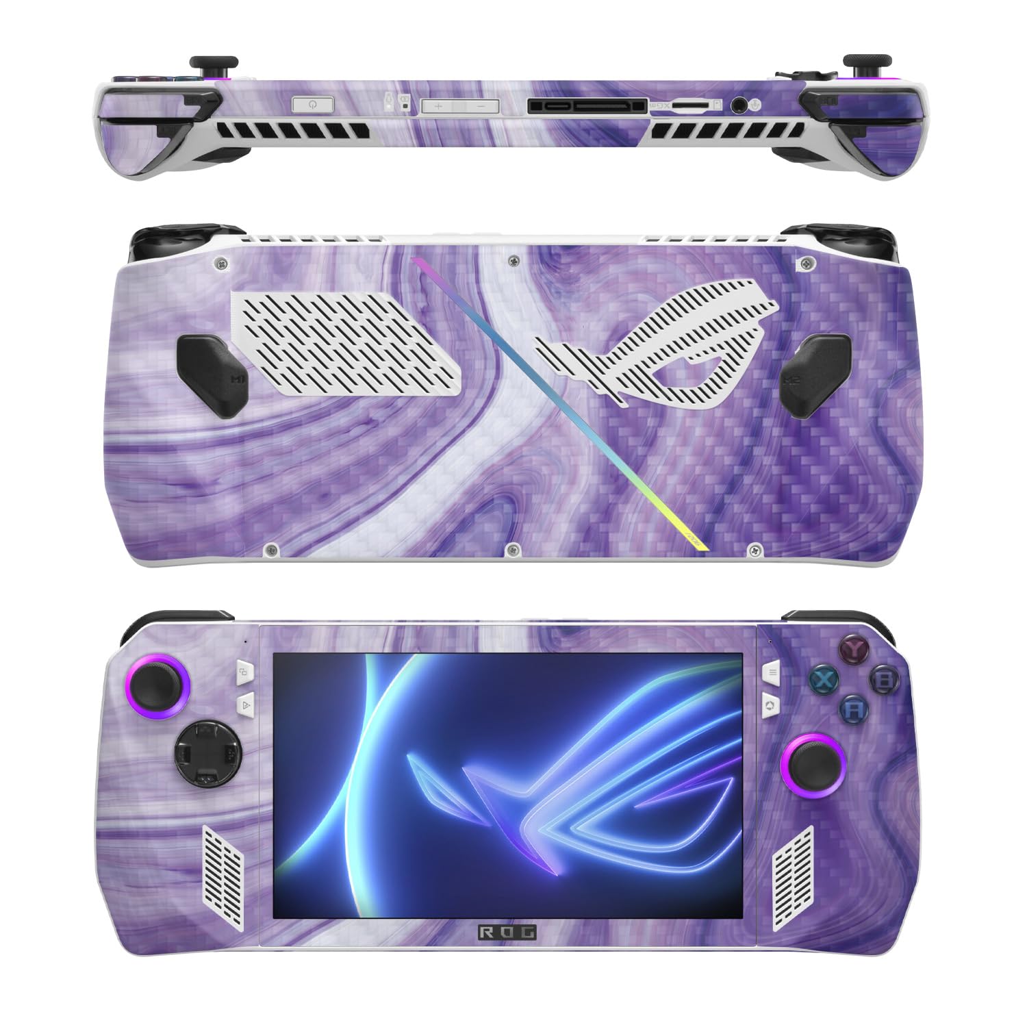 MightySkins Carbon Fiber Skin Compatible with Asus ROG Ally - Lavendar Acrylic | Protective, Durable Textured Carbon Fiber Finish | Easy to Apply